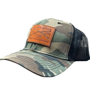 Grunt Style Camo Leather Logo Mesh Back Hat